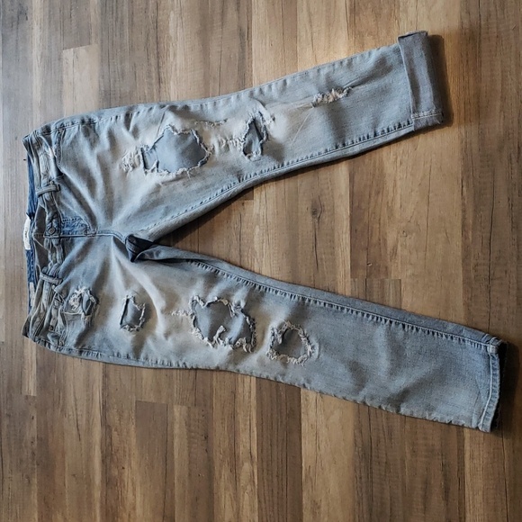 TORRID LIGHT WASH DISTRESSED PATCHED MID RISE SKINNY JEANS SZ 14 - Picture 1 of 12